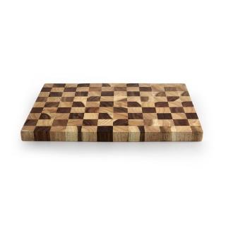 【義大利CUOCO】純淨自然系列-頂級棋盤格原木砧板37x26cm(使用相思木及橡膠木核心10%)