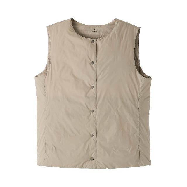 【MUJI 無印良品】女輕量羽絨可攜式無領背心(薰衣草紫/黑色/淺米/煙燻粉/深棕)