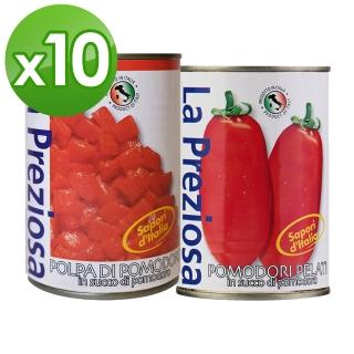 【咖樂迪咖啡農場】La Preziosa 義大利整顆/切塊番茄罐頭 10入任選(400ml)