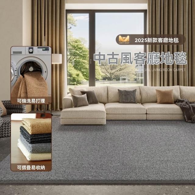 【巨匠】仿劍麻地毯 200*250CM 可機洗可折疊 中古風防水免洗可擦地墊 中古風客廳地毯(地毯)
