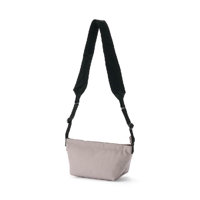 【MUJI 無印良品】再生聚酯纖維寬背帶迷你肩背包(黑色/深米)