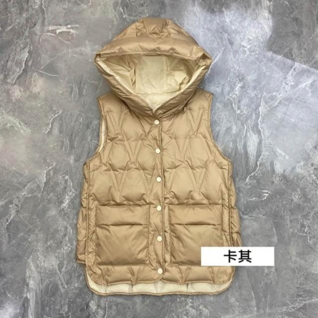 【米蘭精品】極速出貨 頂級真羽絨背心90%鴨絨羽絨衣秋冬保暖上衣大碼休閒女裝(針織拼接袖女外套3色t1mw7)