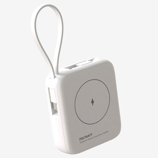 【POLYBATT】台灣製造 10000mAh 20W 自帶雙線/數顯/磁吸無線快充行動電源(T10)