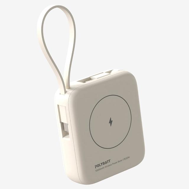 【POLYBATT】台灣製造 10000mAh 20W 自帶雙線/數顯/磁吸無線快充行動電源(T10)