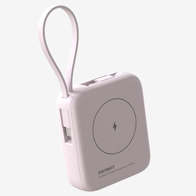 【POLYBATT】台灣製造 10000mAh 20W 自帶雙線/數顯/磁吸無線快充行動電源(T10)