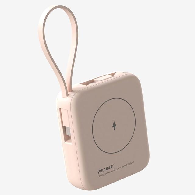 【POLYBATT】台灣製造 10000mAh 20W 自帶雙線/數顯/磁吸無線快充行動電源(T10)