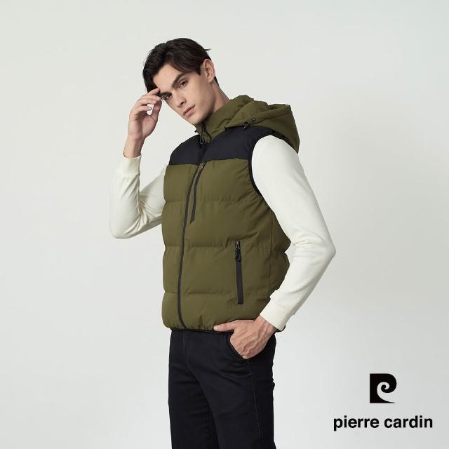 【pierre cardin 皮爾卡登】網路獨家 男款 保暖科技棉防潑水連帽背心(多色任選)