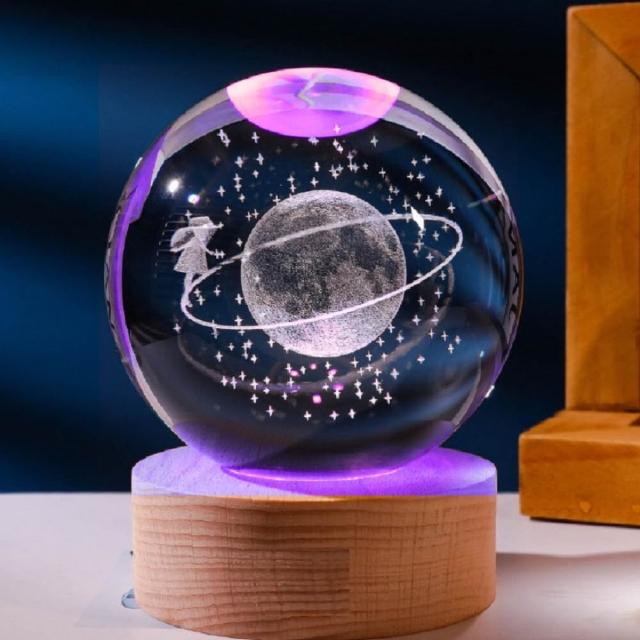 A-ONE 匯旺】宇宙星座8CM 水晶球七彩小夜燈床頭禮品網紅燈生日禮物交換