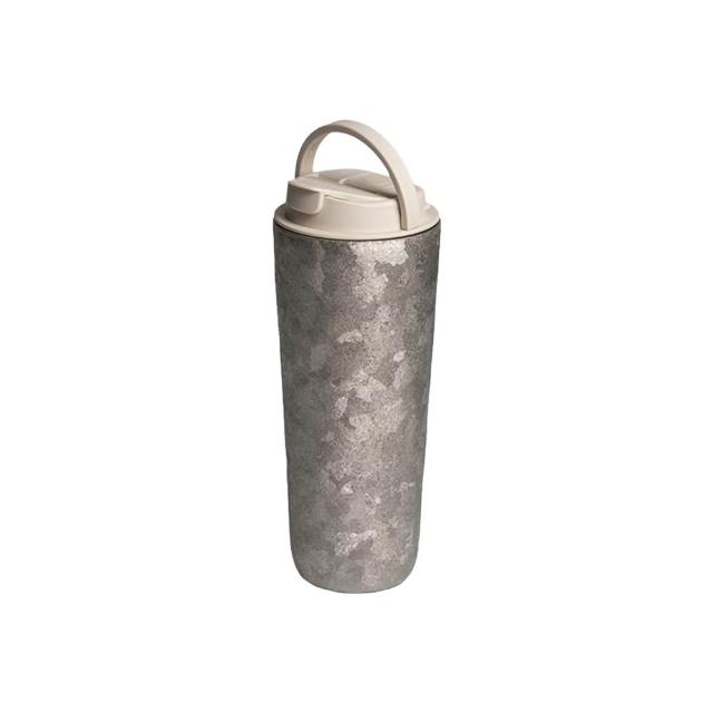 【Titanium 鈦造】純鈦跳跳杯 晶鈦系列-羽霧銀 800ml(鈦保溫杯 保溫瓶 台灣鈦杯 鈦金屬 環保杯)