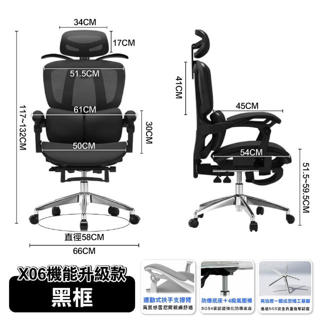 【ONE HOUSE】格拉斯人體工學聯動透氣辦公椅-X06機能升級款(含擱腳/電腦椅/辦公椅/椅子)