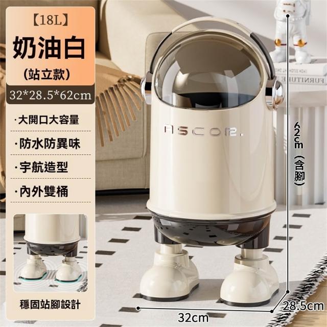 垃圾桶 客廳太空人垃圾桶 帶蓋廚房臥室衛生間垃圾桶(垃圾桶大號18L)