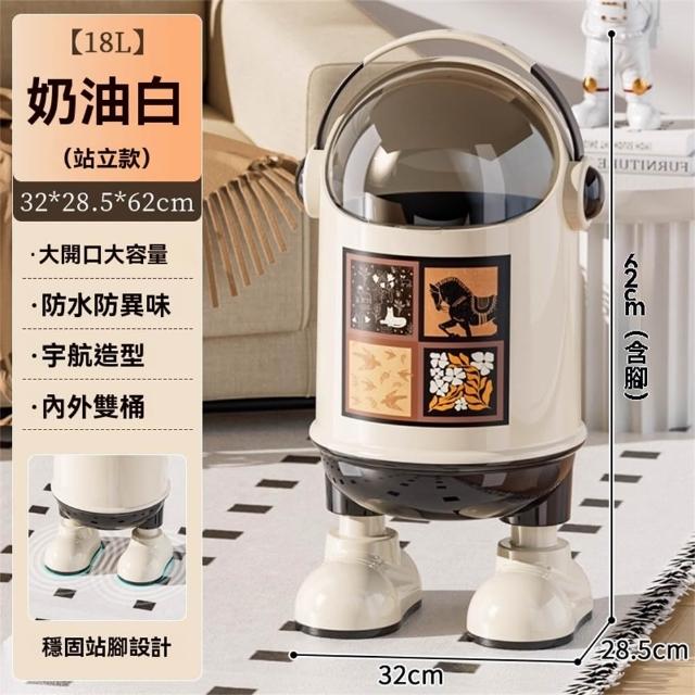 垃圾桶 客廳太空人垃圾桶 帶蓋廚房臥室衛生間垃圾桶(垃圾桶大號18L)