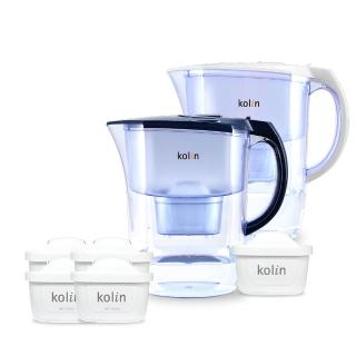 【Kolin 歌林】3.8L濾水壺(內含四重濾芯*1)+五重淨垢濾芯4入(共1壺5芯/適用Brita)