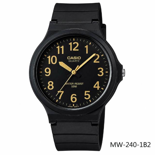 【CASIO 卡西歐】MW-240 大錶面靜音防水50米 指針錶(學生必備 錶徑約4.36公分)