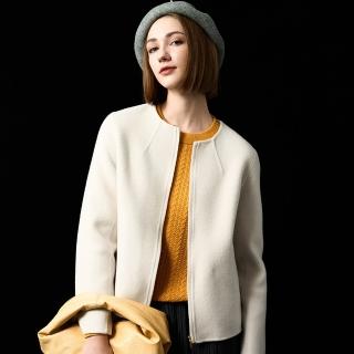 【AZUR】Rue de B質感優雅拉鍊式羊毛外套