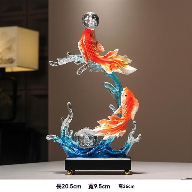 風生水起錦鯉魚擺件招財客廳玄關擺設桌上擺飾輕奢酒櫃裝飾品開運喬遷