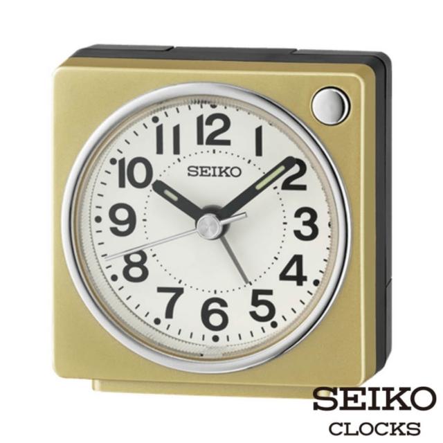 【SEIKO 精工】極簡小巧 防貪睡 方形鬧鐘 QHE196(極簡錶面 夜光指針 小巧尺寸約7cm)