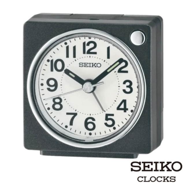 【SEIKO 精工】極簡小巧 防貪睡 方形鬧鐘 QHE196(極簡錶面 夜光指針 小巧尺寸約7cm)