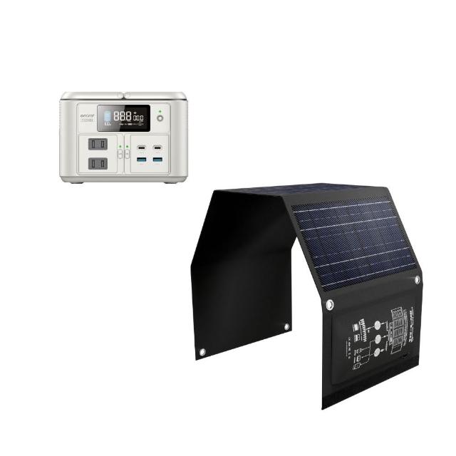 【MIRENEX】emirai NEX430儲能小瓦力PRO+30W攜帶式太陽能板組合(戶外防災露營小電站/安全耐用磷酸鐵鋰)