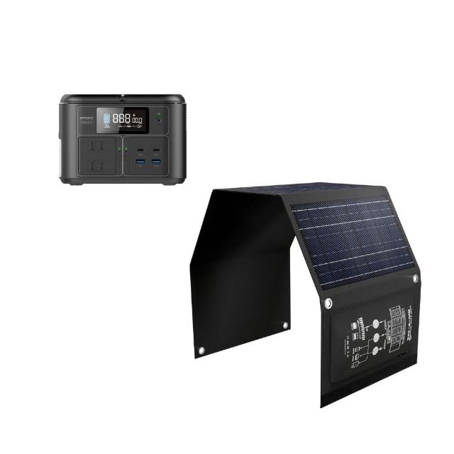 【MIRENEX】emirai NEX430儲能小瓦力PRO+30W攜帶式太陽能板組合(戶外防災露營小電站/安全耐用磷酸鐵鋰)