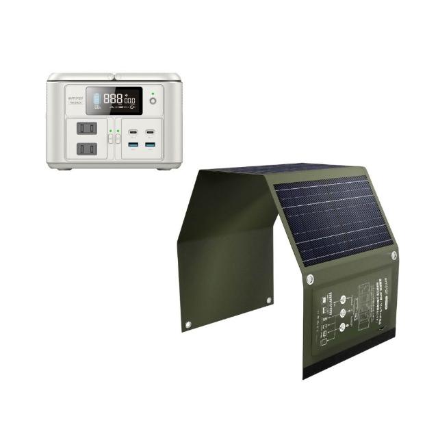 【MIRENEX】emirai NEX430儲能小瓦力PRO＋40W攜帶式太陽能板組合(戶外防災露營小電站/安全耐用磷酸鐵鋰)