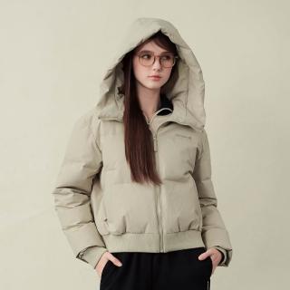 【ELLE ACTIVE】女款 輕盈保暖防潑水高領羽絨外套-卡其色(EA25A2W6703-82)
