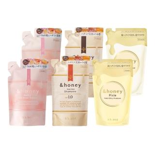 【&honey】日本原裝 蜂蜜洗髮精/潤髮乳 補充包350ml/gx2入(細軟易斷 乾燥粗硬 受損髮質 護髮乳 護髮素)