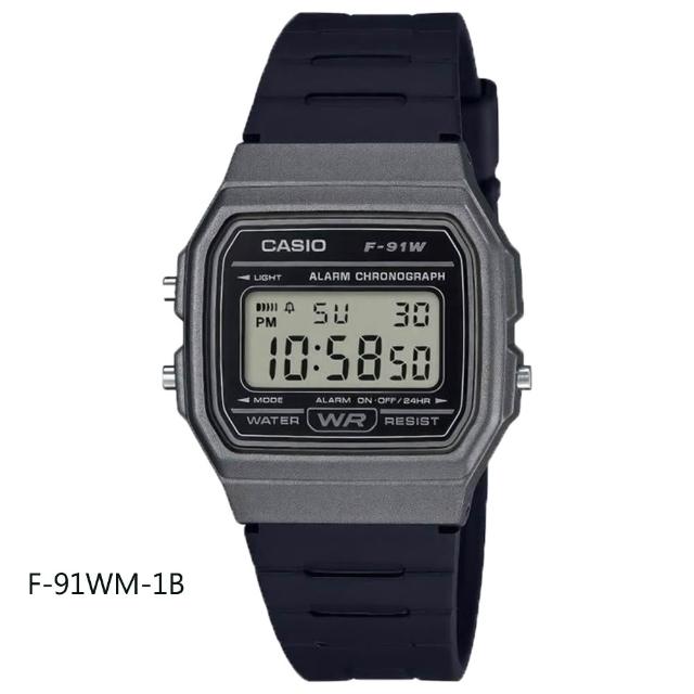 【CASIO 卡西歐】F-91W系列 復古超薄方形電子錶(經典潮流 錶徑約3.52公分)