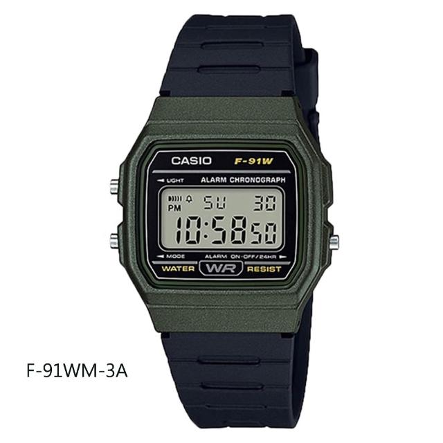 【CASIO 卡西歐】F-91W系列 復古超薄方形電子錶(經典潮流 錶徑約3.52公分)