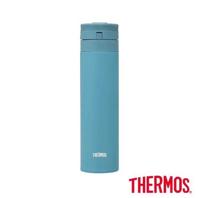 【THERMOS 膳魔師】買1送1_momo獨家專售不鏽鋼超輕量自動上鎖真空保溫瓶450ml(JNS-455)