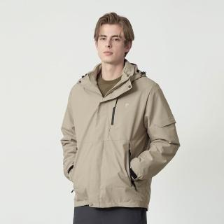【pierre cardin 皮爾卡登】休閒服飾 男款 連帽可拆3合1兩件式機能外套-卡其色(5255781-83)