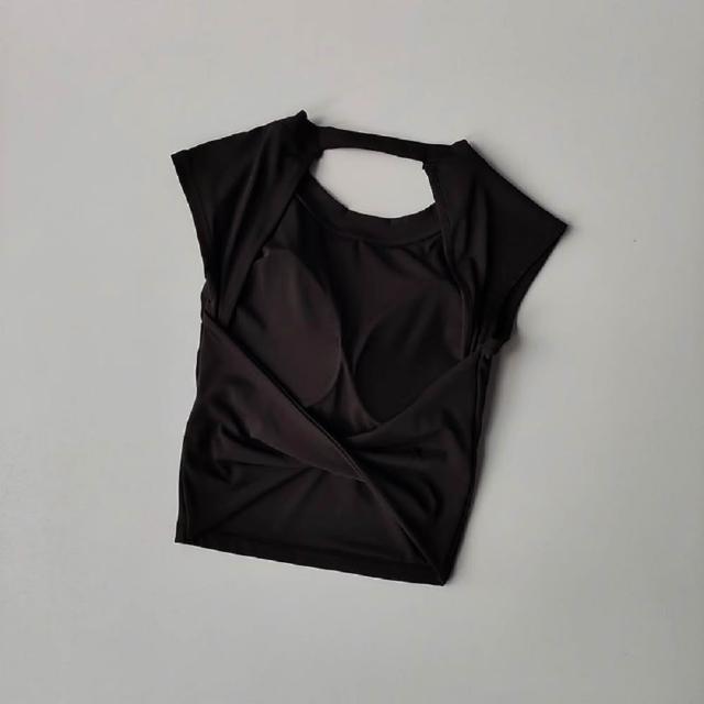 homegym 固定杯瑜珈短版美背運動背心(瑜珈服 瑜珈背心 無鋼圈內衣 健身跑步運動內衣 交叉美背內衣)