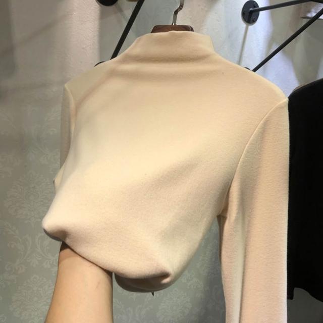 【D.studio】韓版薄內刷毛高領長袖上衣(衣服保暖上衣冬天女裝秋冬女裝長袖t恤高領內搭 W321)