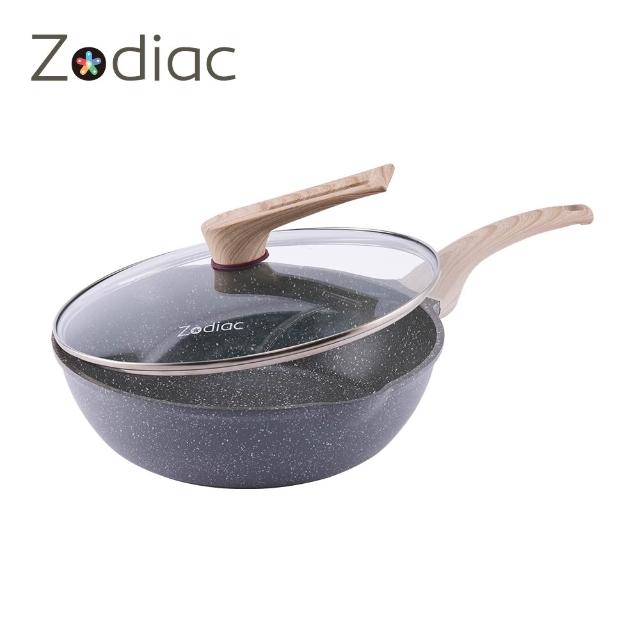 【Zodiac 諾帝亞】新升級IH不沾深炒鍋附蓋30cm_買1送1(兩色任選/不挑爐具/超值同色組合)