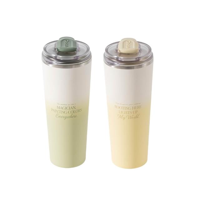 【Oolab 良杯製所】2入組 不鏽鋼鈦陶瓷易潔層隨行杯800ml(不含吸管/鈦塗層/保溫杯/多功能杯蓋/防漏)