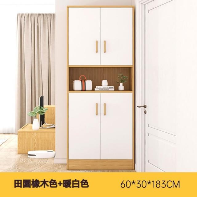 【TAMZU 潭祖】鞋櫃家用 收納櫃一體 靠牆玄關櫃 入戶室內多層鞋架(四門帶格款 60*30*183)