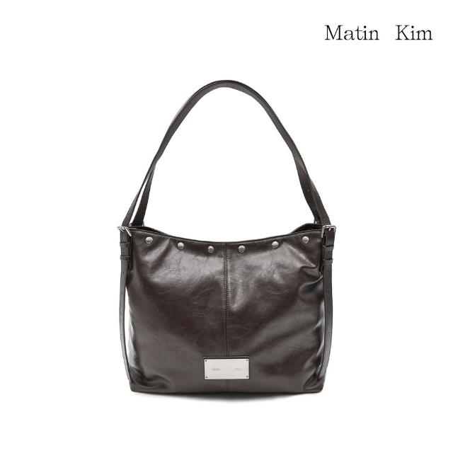 【MATIN KIM】官方旗艦 經典鐵牌鉚釘皮革大容量肩背包(多款任選)