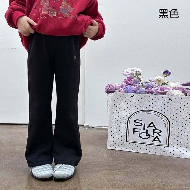 【橘魔法】厚刷毛蝴蝶結喇叭褲(大童 兒童 女童 童裝 厚長褲 內搭褲 打底褲 休閒褲 長褲 褲子)