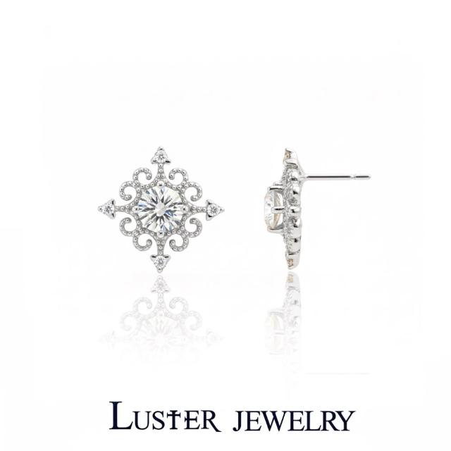 【Luster】38女王!培育鑽石 30分 D/VS 鏤空 純銀 鑽石耳環-任選(培育鑽石X2總重0.60克拉)
