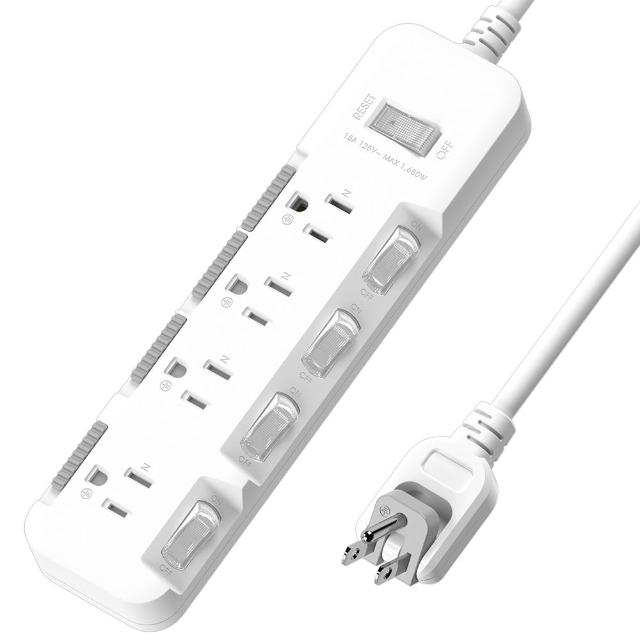 【iPlus+ 保護傘】5開4插3P防塵抗雷擊旋轉插頭延長線4.5M(PU-3547S 斜面開關.台灣製.防火)