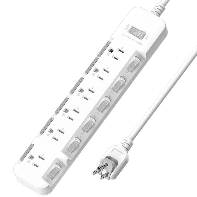 【iPlus+ 保護傘】7開6插3P防塵抗雷擊旋轉插頭延長線1.2M(PU-3767S 斜面開關.台灣製.防火)