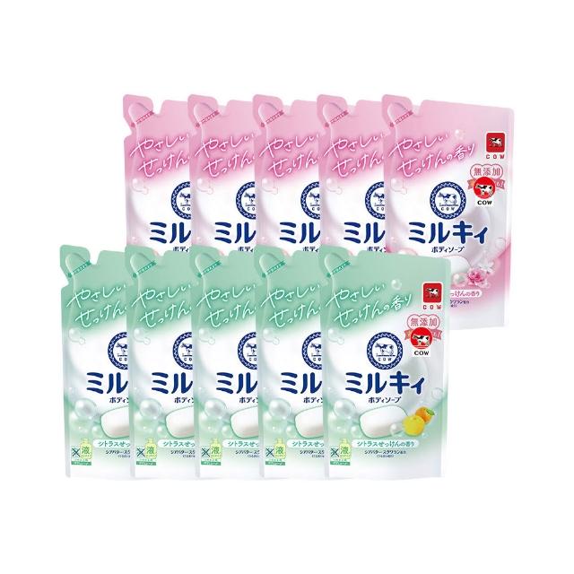 【日本牛乳石鹼】Mliky牛乳精華補充包360mlx10入(乳木果油/角鯊烷/玫瑰花香/柚子果香/清新皂香)