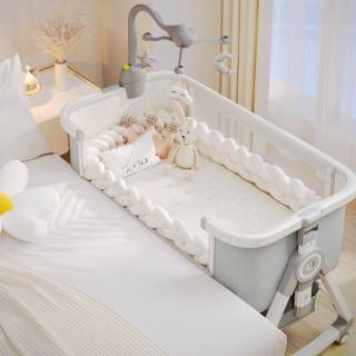 【窩居】可移動嬰兒床 折疊搖籃床 帶椰棕乳膠墊(拼接大床/bb床/護理床/搖籃床/免安裝)