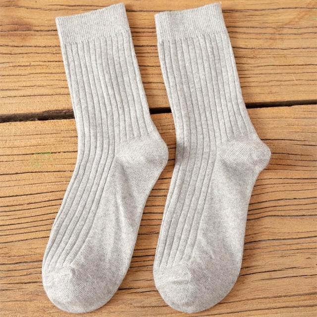 【Dagebeno荷生活】復古色面料舒適日式女款中筒襪 彈力適中棉柔親膚羅紋堆堆襪(2雙)