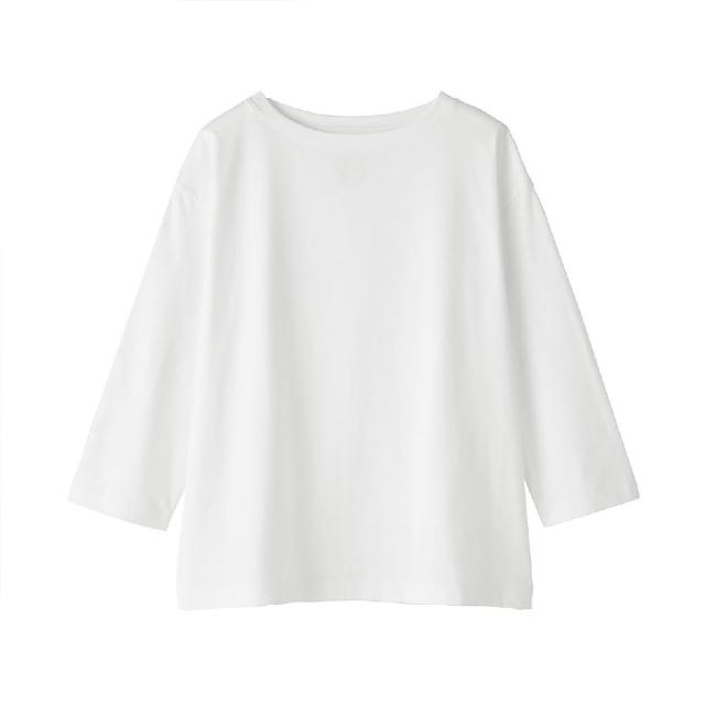 【MUJI 無印良品】女天竺船領七分袖T恤(白色/淺灰/深灰/黑色/煙燻粉/橘色/粉紫)