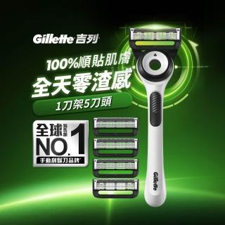 【Gillette 吉列】★新上市陳傑憲推薦★Labs 極光系列刮鬍刀 極光白(1刀架5刀頭)