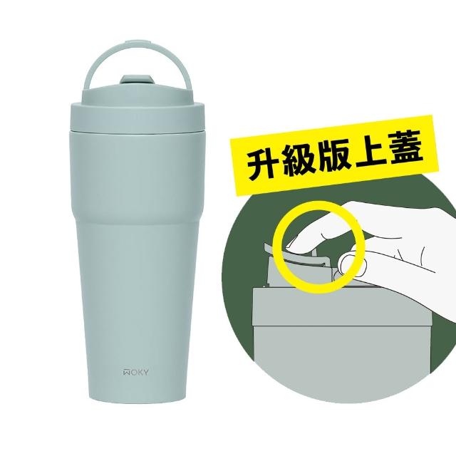 【WOKY 沃廚】2入 渾圓杯 鈦陶瓷款770ml-附彈跳跟矽膠吸管(2.0上蓋；隨行杯/吸管杯/水壺/保冰保溫)