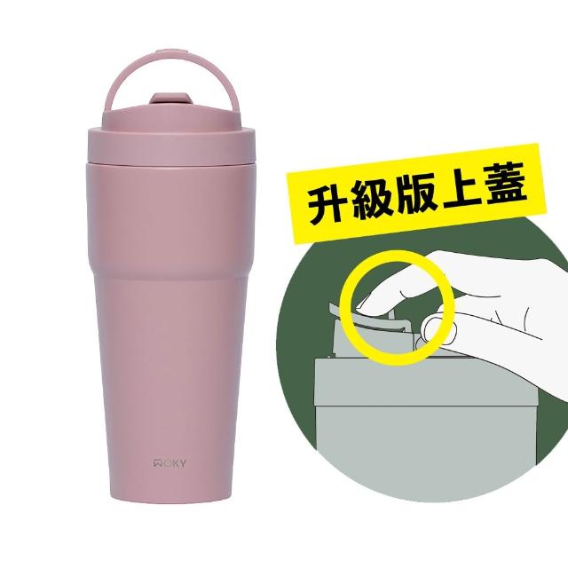 【WOKY 沃廚】2入 渾圓杯 鈦陶瓷款770ml-附彈跳跟矽膠吸管(2.0上蓋；隨行杯/吸管杯/水壺/保冰保溫)