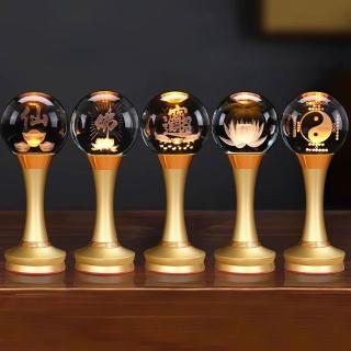 【沁仕家】純銅水晶蓮花燈 供佛燈 12寸一對佛前燈 神臺燈 觀音財神長明燈(光明燈 LED燈 擺件擺飾)
