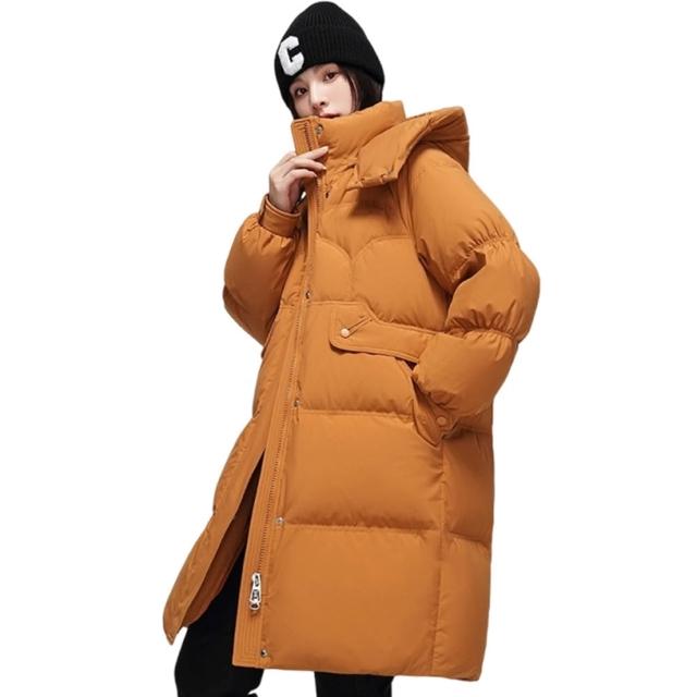 【巴黎精品】現貨限搶 真羽絨衣90%白鴨絨真狐狸毛領羽絨外套(連帽寬鬆中長版女夾克3款多色a1do6)